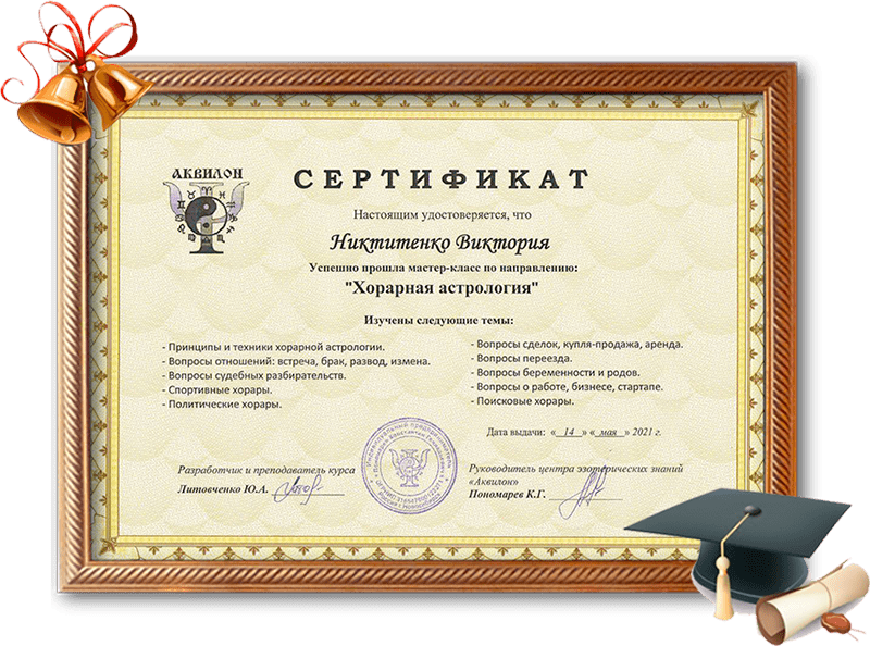сертификат по курсу 'Хорарная астрология' desk